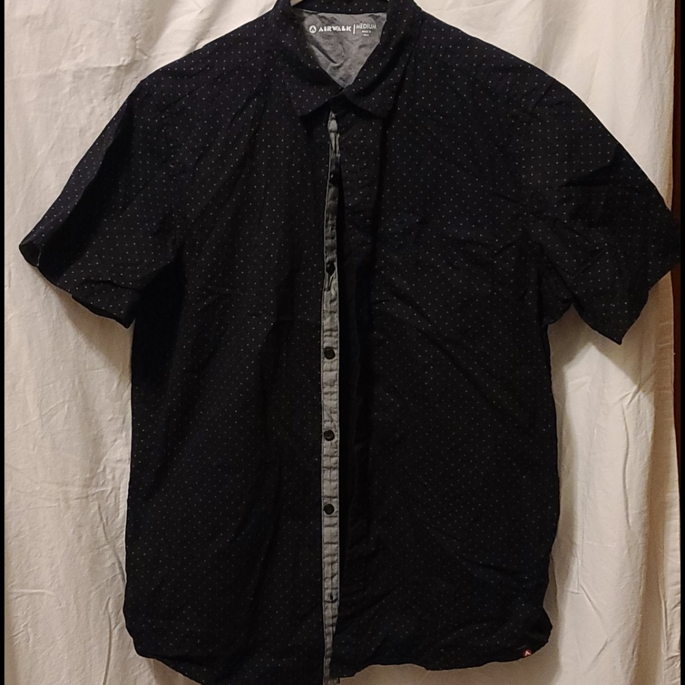 Black short sleeve button down